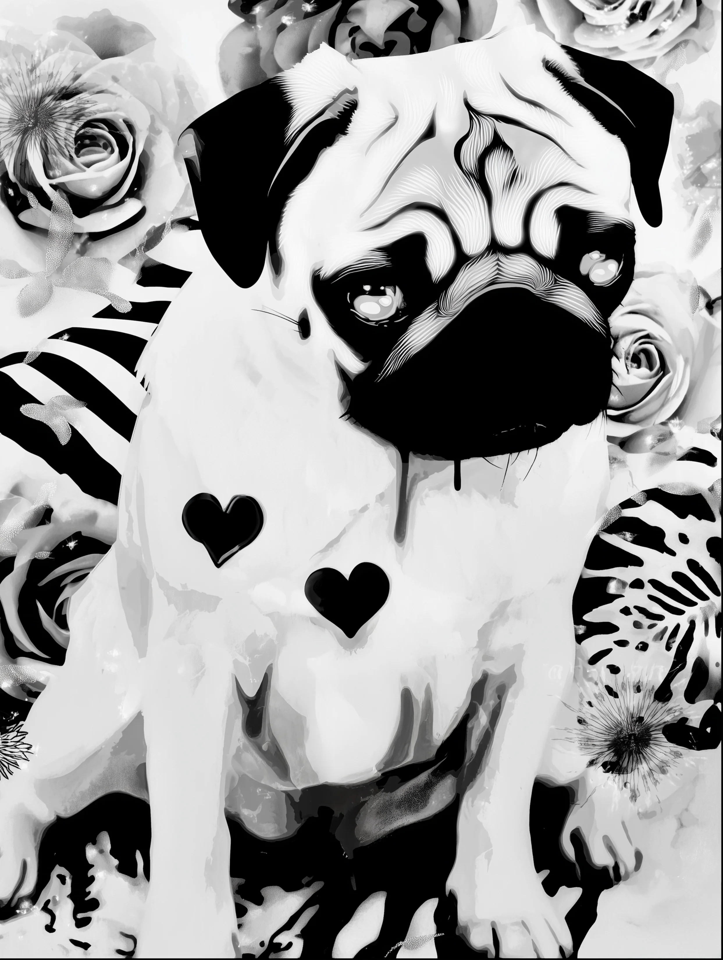 Free printable dog coloring page for adults featuring ashamed pug